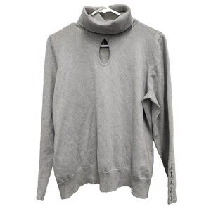 Lane Bryant Sweater Womens 14/16 Silver Metallic Turtleneck Pullover Holiday